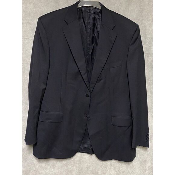 Canali Blazer Men‎ 44R Navy Blue Micro Striped Italy Wool 2 B Coat Jacket Luxury - Picture 1 of 12